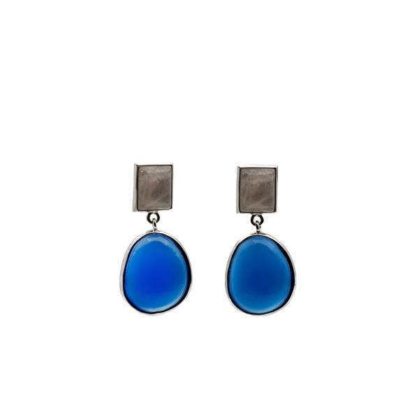 Pendientes de plata con piedras azules-LINEARGENT