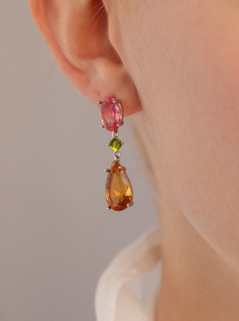 Pendientes de plata de piedras de colores diseño multicolor-LINEARGENT