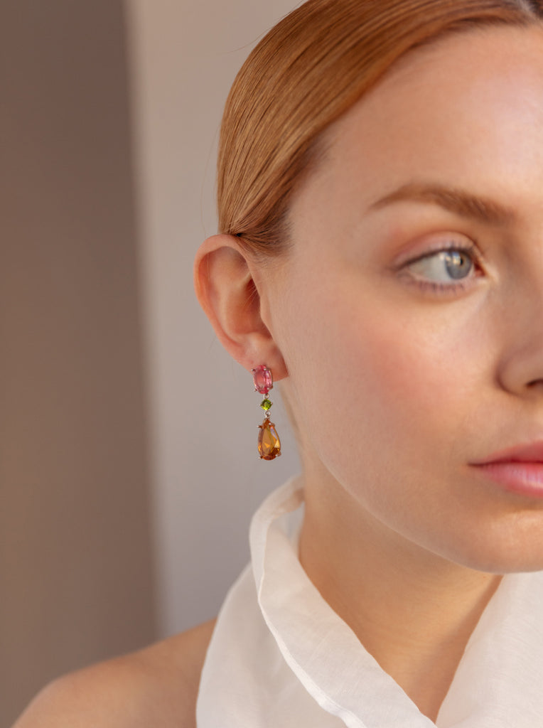 Pendientes de plata de piedras de colores diseño multicolor