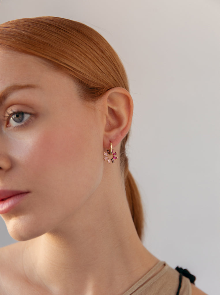 Pendientes de plata de piedras de colores en tonalidades rosas-LINEARGENT