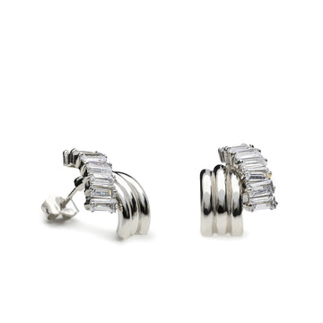 Pendientes de plata pequeños con circonitas rectangulares