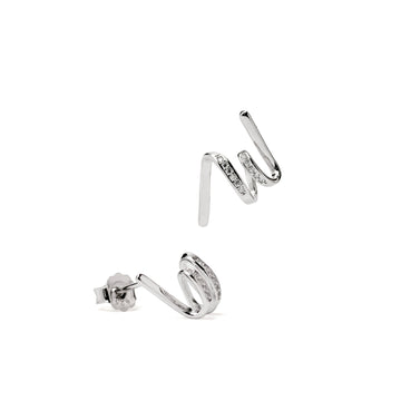 Pendientes de plata pequeños tirabuzón con circonitas