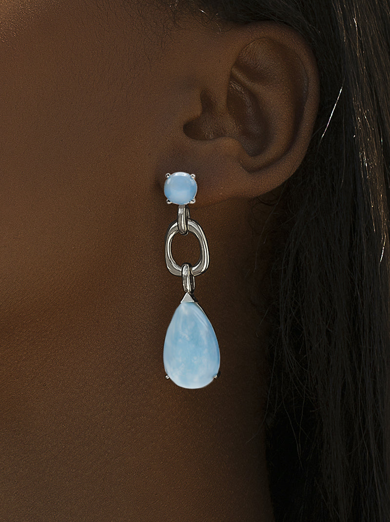 Boucles d'oreilles de argent pierre naturel LINEARGENTbleu  tonalité LINEARGENT