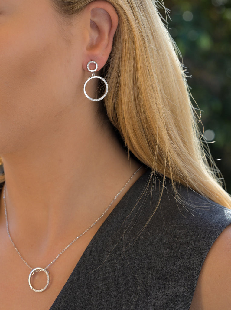 Pendientes doble circulo con circonitas