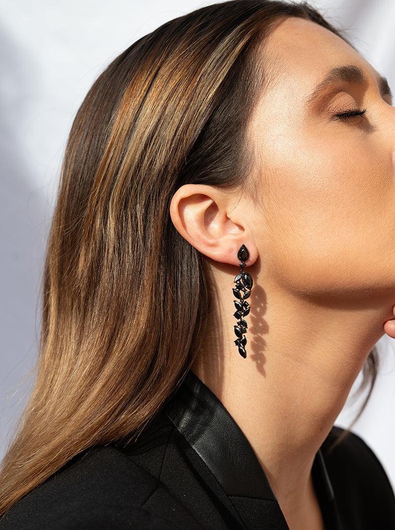 boucles d'oreilles longs brillants mariée argent rutenio design LINEARGENT