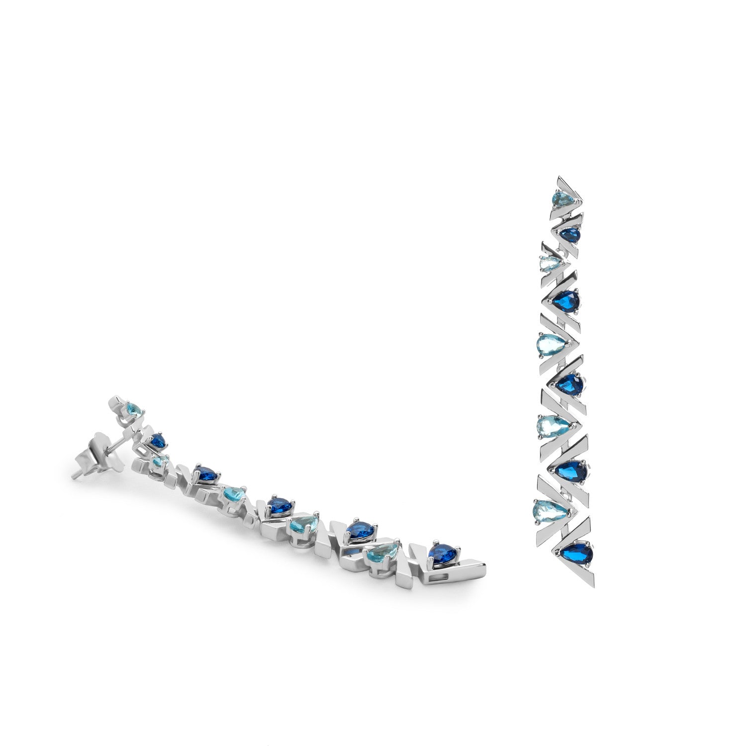 Pendientes largos con piedras diseño geométrico-LINEARGENT