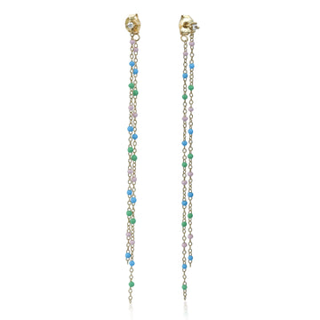 Pendientes largos de plata con doble cadena diseño nature