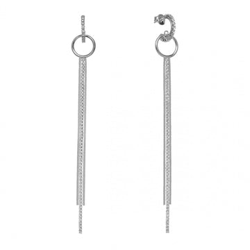 Pendientes largos de plata finos diseño brillante