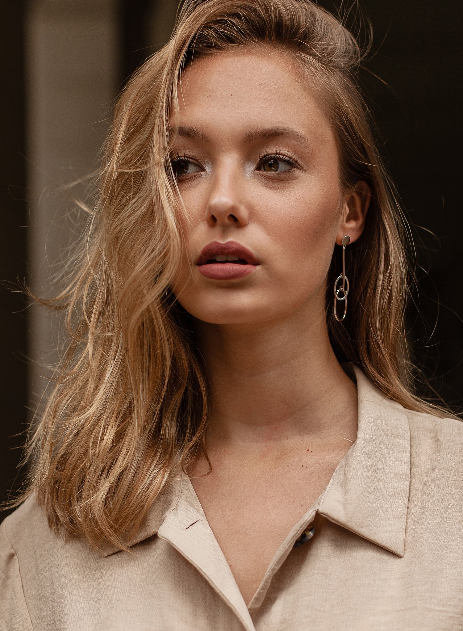 Pendientes largos diseño doble aro entrelazado