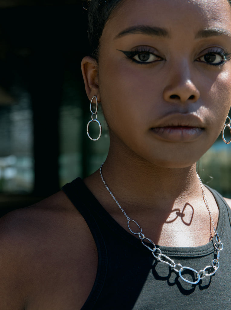 Boucles d'oreilles longs design maillons LINEARGENT