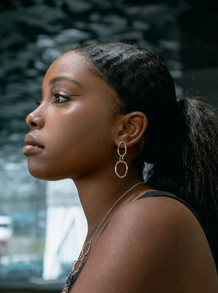 Boucles d'oreilles longs design maillons LINEARGENT