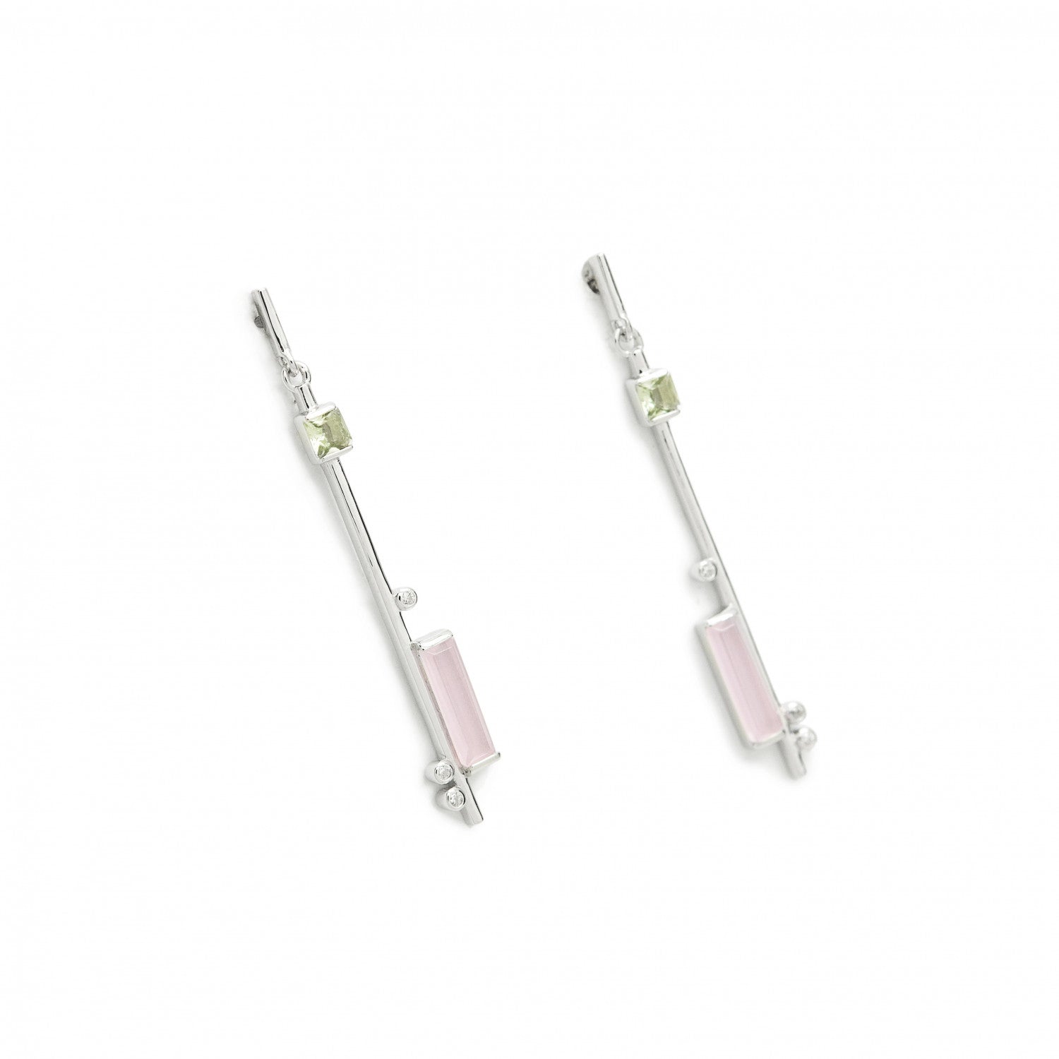Boucles d'oreilles longs  boucles d'oreillesargent avec gemmes LINEARGENT