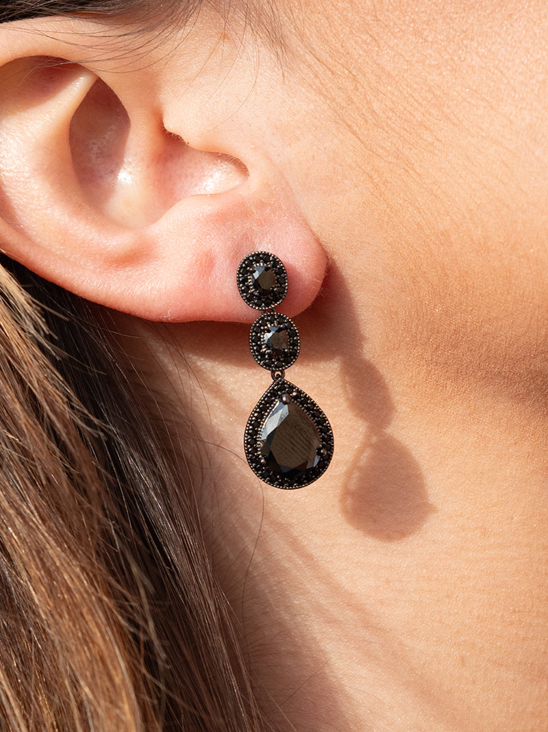 Boucles d'oreilles longs argent brillants mariée rutenio 3 pièces avec LINEARGENT