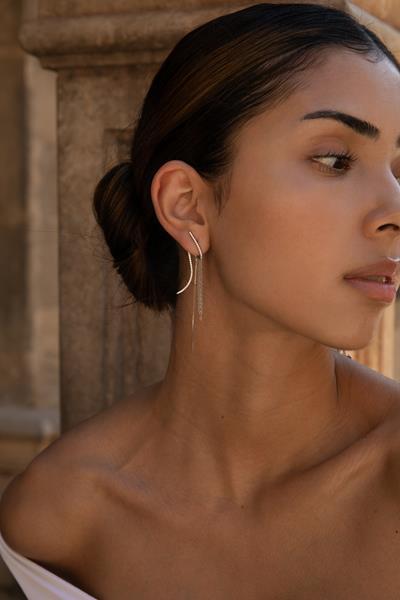 earrings longsilver design curl with curtain of chains