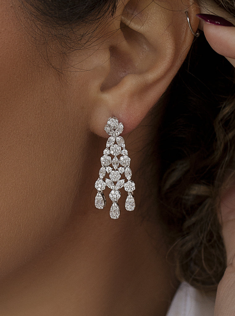 Boucles d'oreilles éblouissantes pour mariée design LINEARGENT