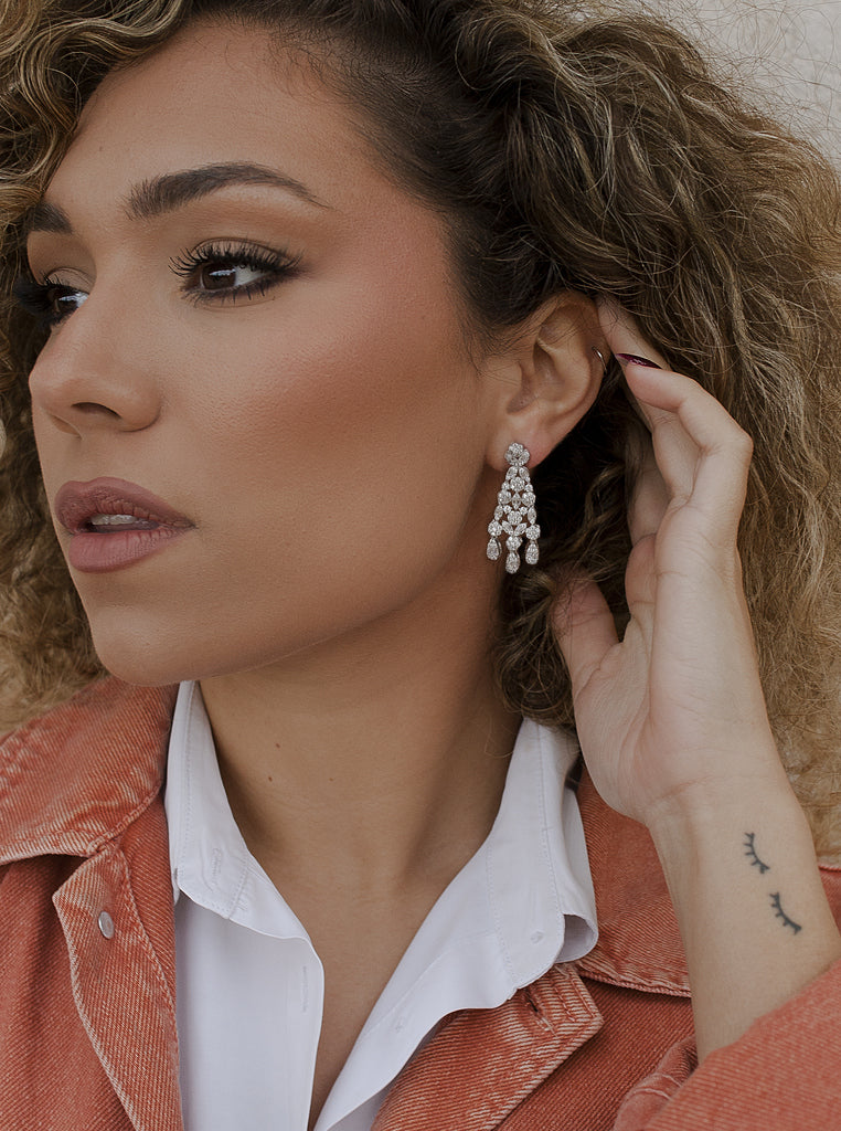 Boucles d'oreilles éblouissantes pour mariée design LINEARGENT