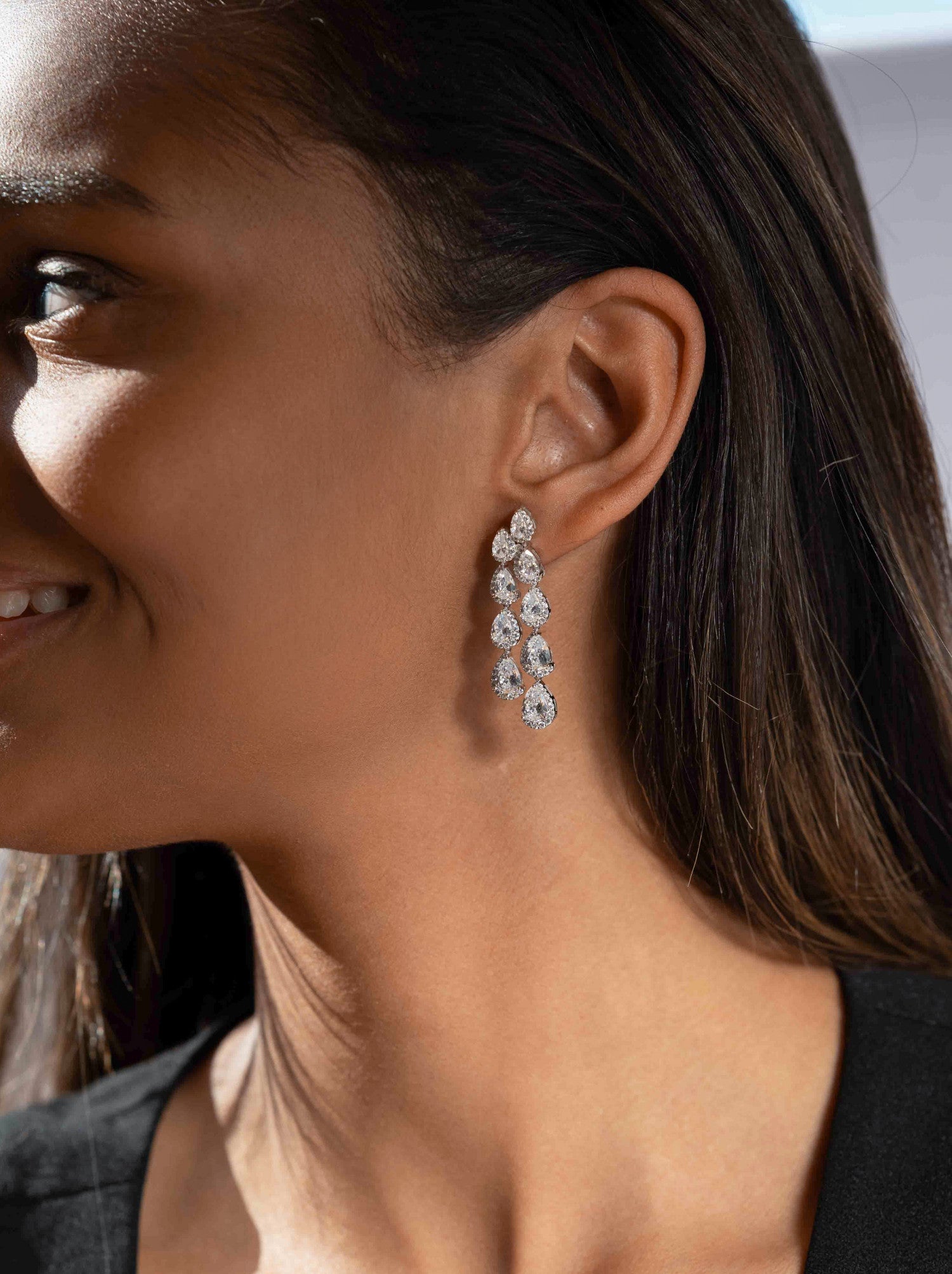 Boucles d'oreilles mariée design double boucles d'oreilles taille