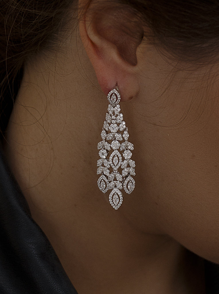 Pendientes novia diseño floral de estilo elegante-LINEARGENT