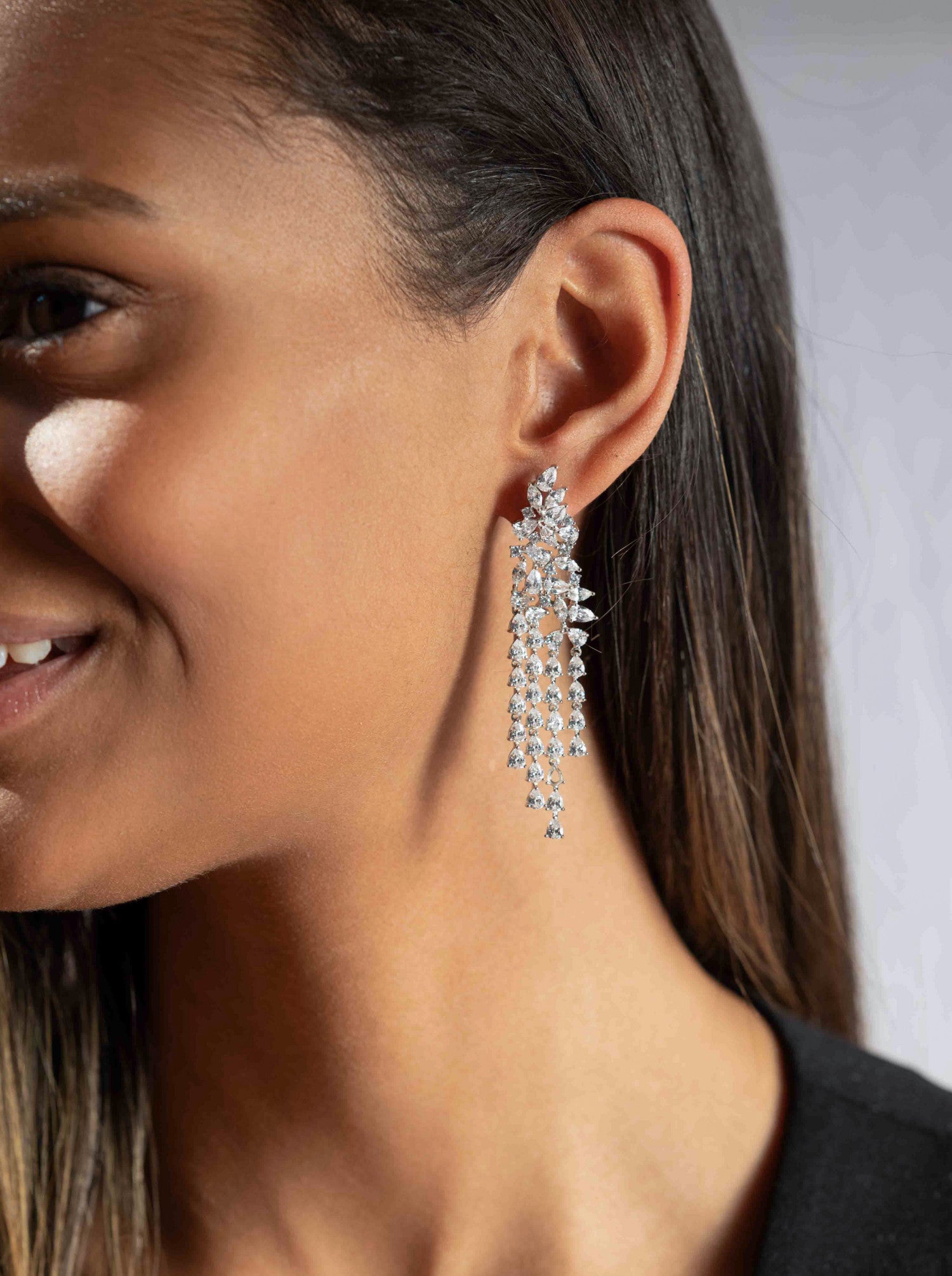 Boucles d'oreilles mariée design lampe style six bandes