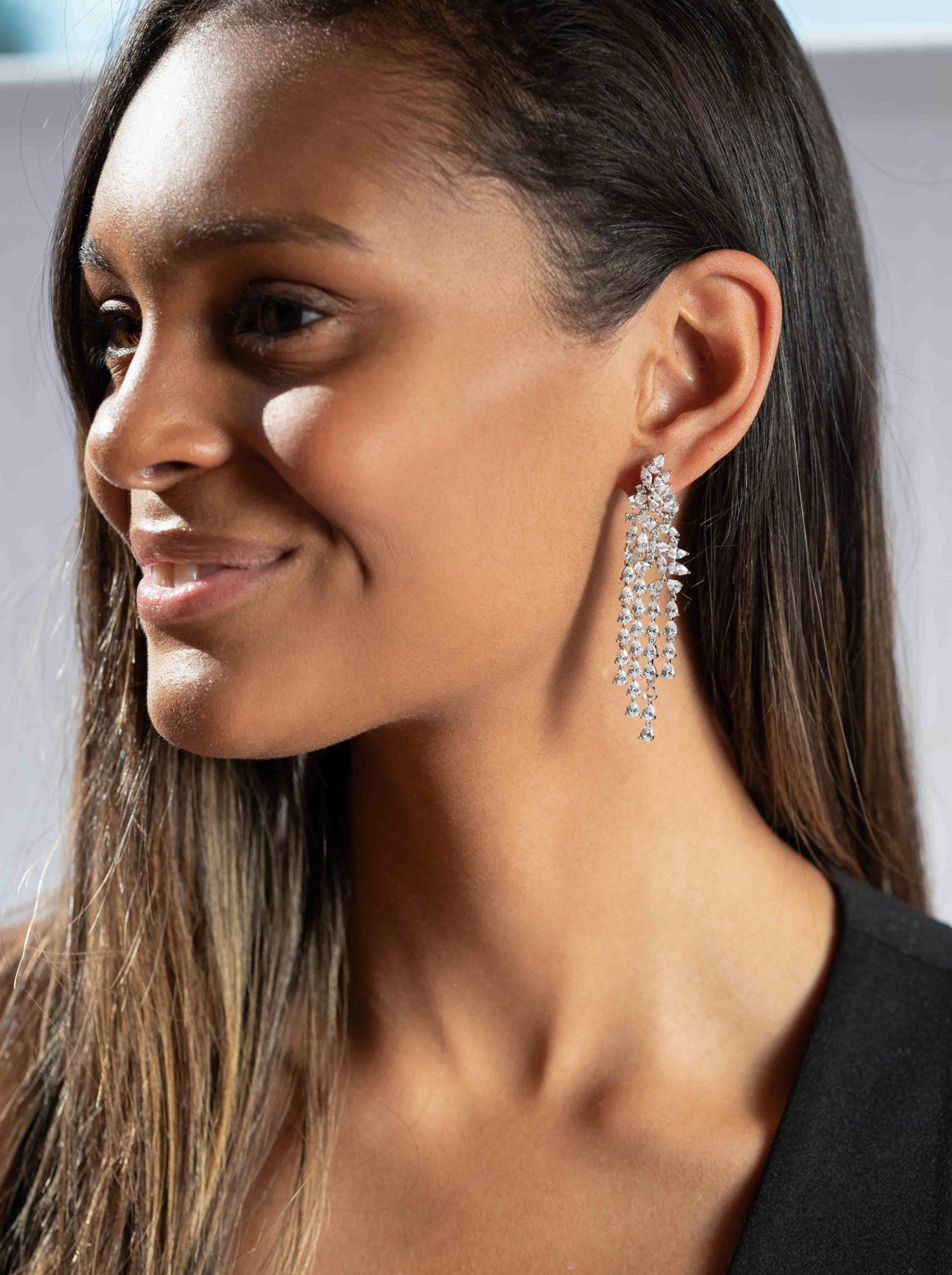 Boucles d'oreilles mariée design lampe style six bandes