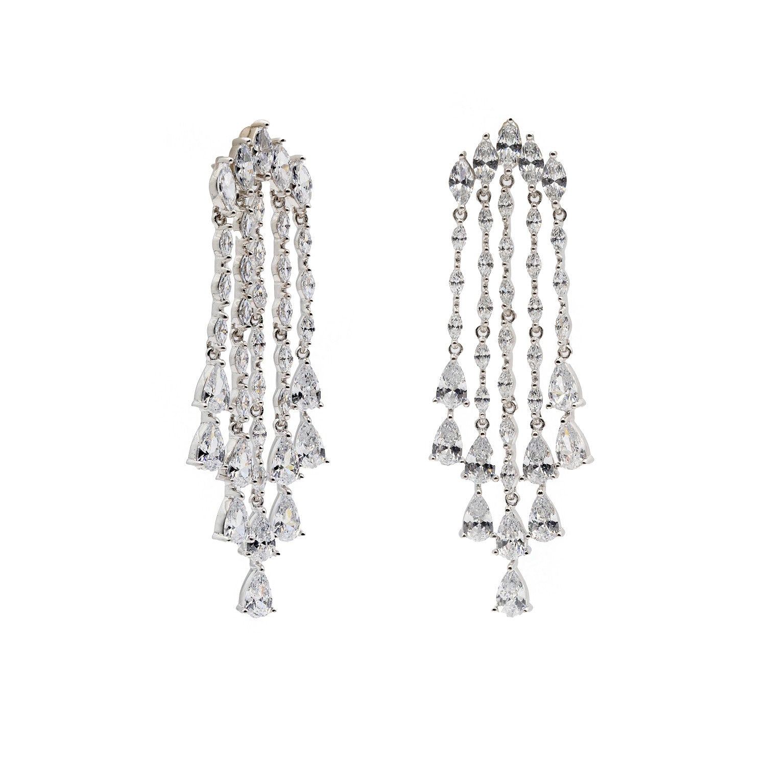 Pendientes novia diseño seis tiras estilo lámpara-LINEARGENT