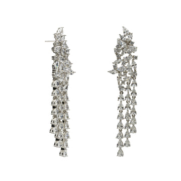 Pendientes novia estilo lámpara con tres tiras de circonitas