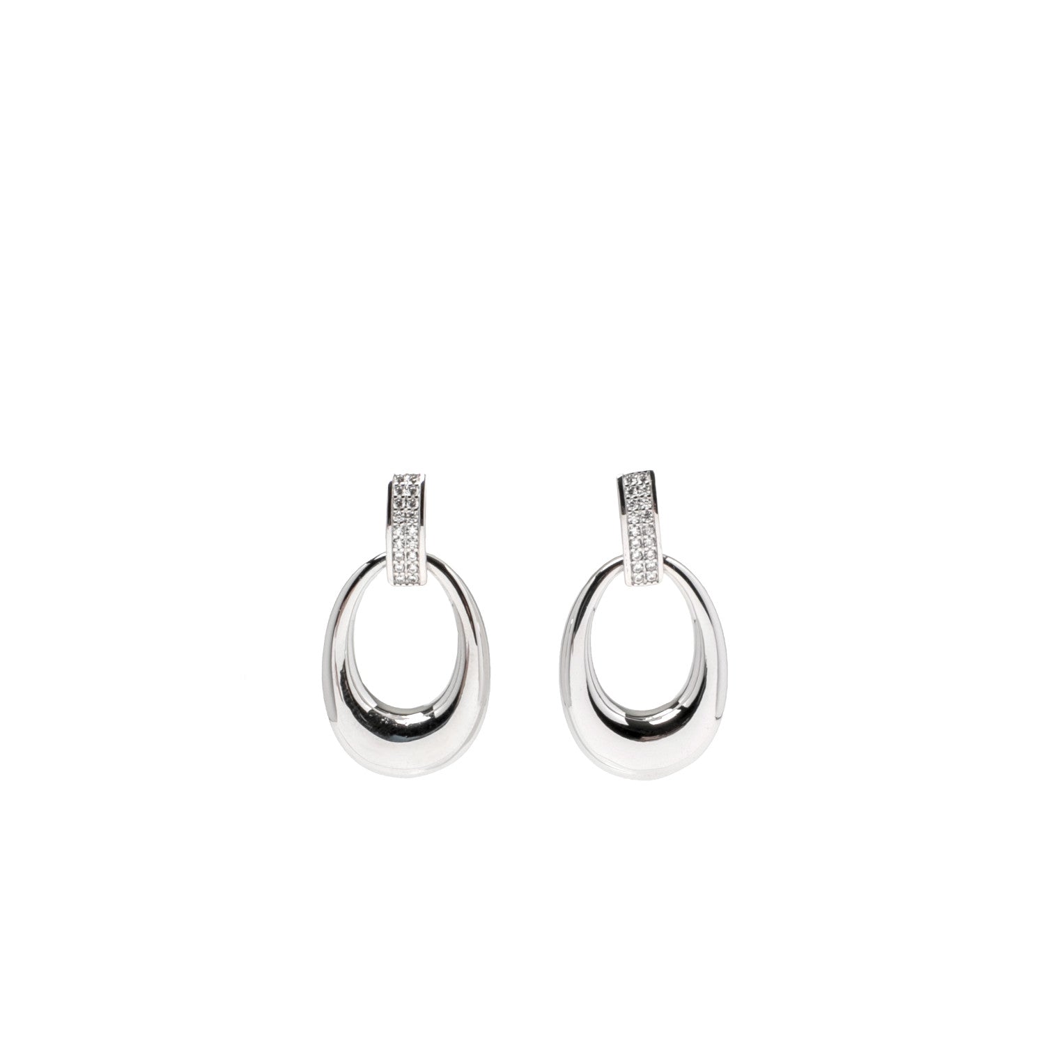 Pendientes originales con ovalo colgante con circonitas-LINEARGENT