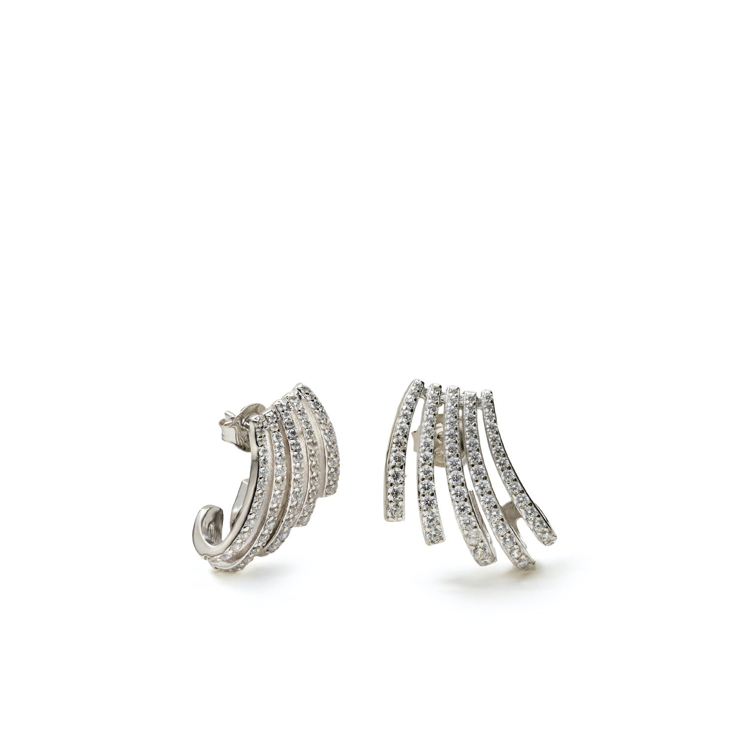earrings original from design curved with zirconias