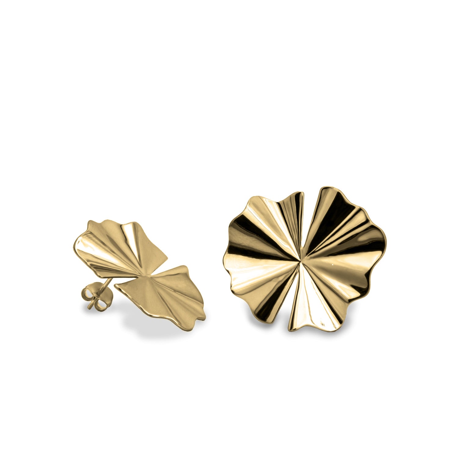 Pendientes originales de plata bañado con oro con diseño nature