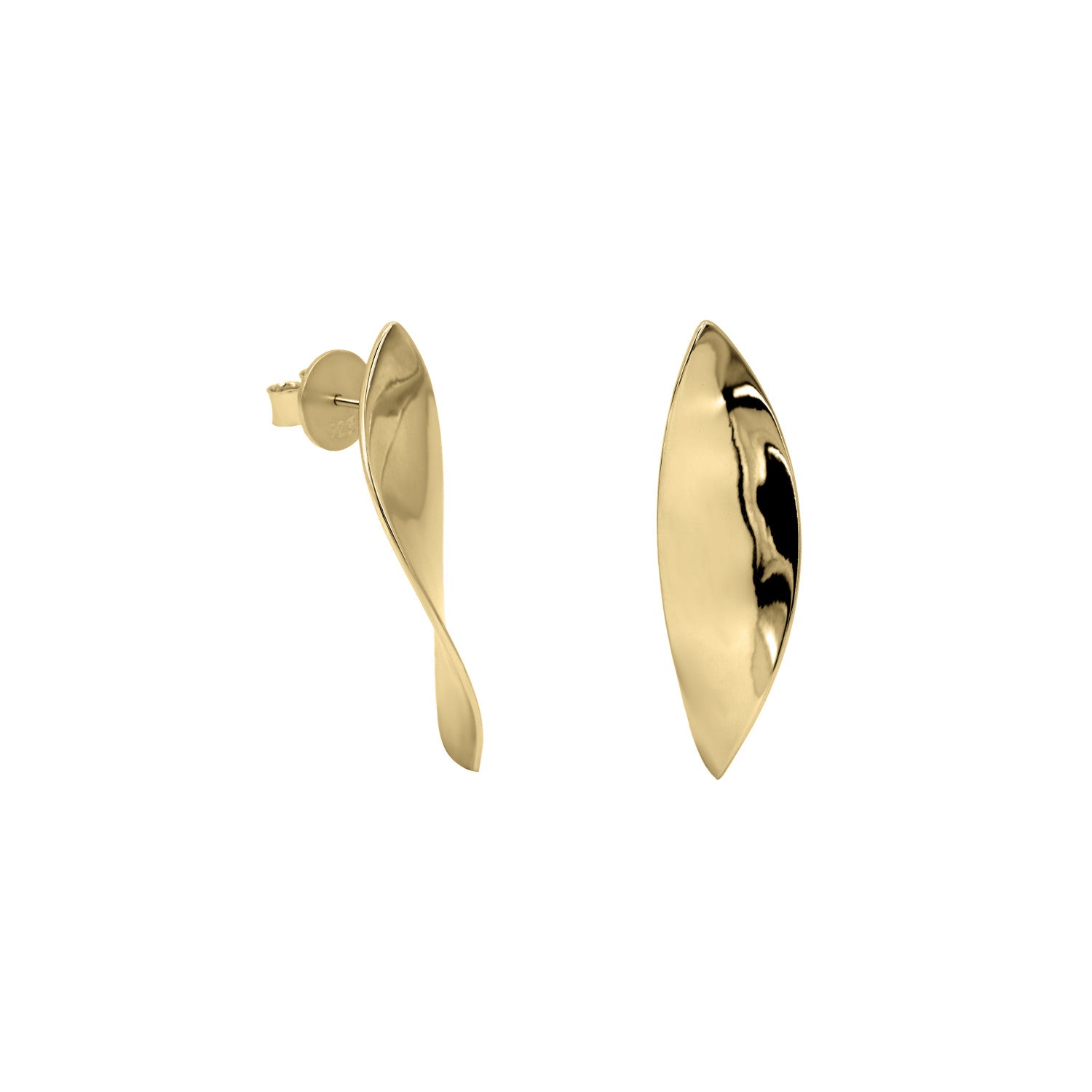 Pendientes originales de plata bañado en oro diseño curvado