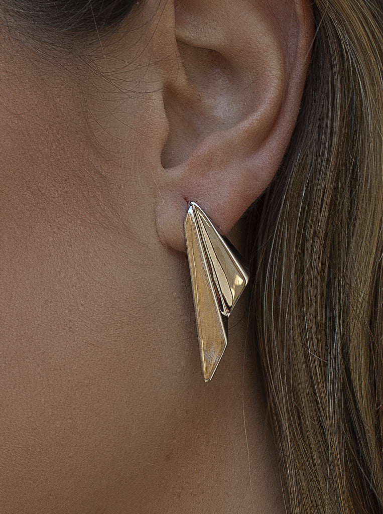 Pendientes originales de plata con diseño geométrico moderno-LINEARGENT