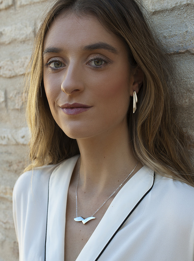 Pendientes originales de plata con diseño geométrico moderno-LINEARGENT