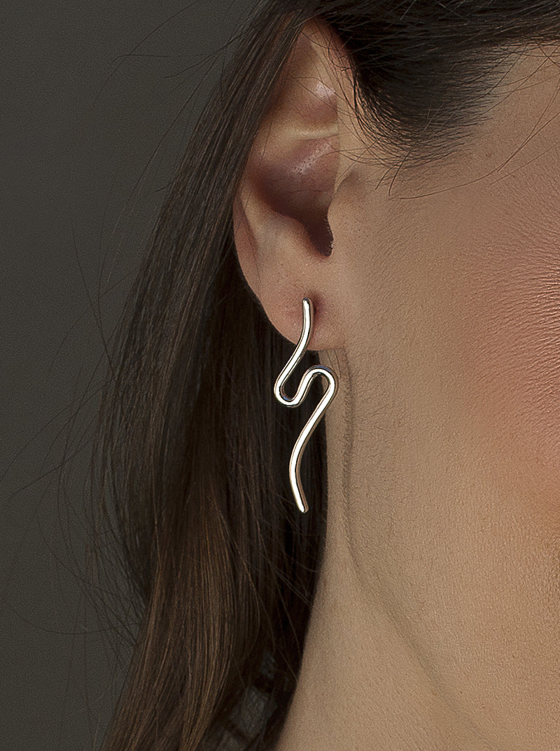 Pendientes originales de plata diseño fino irregular-LINEARGENT