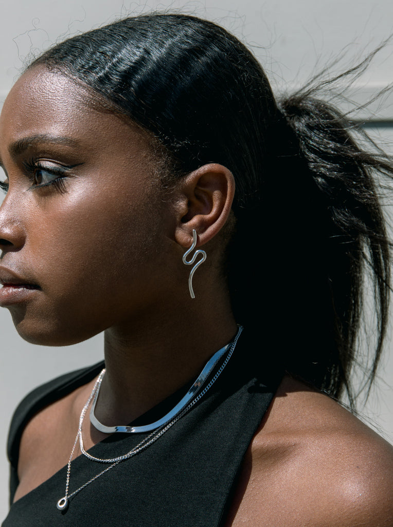 Boucles d'oreilles originaux de argent design fine irrégulier