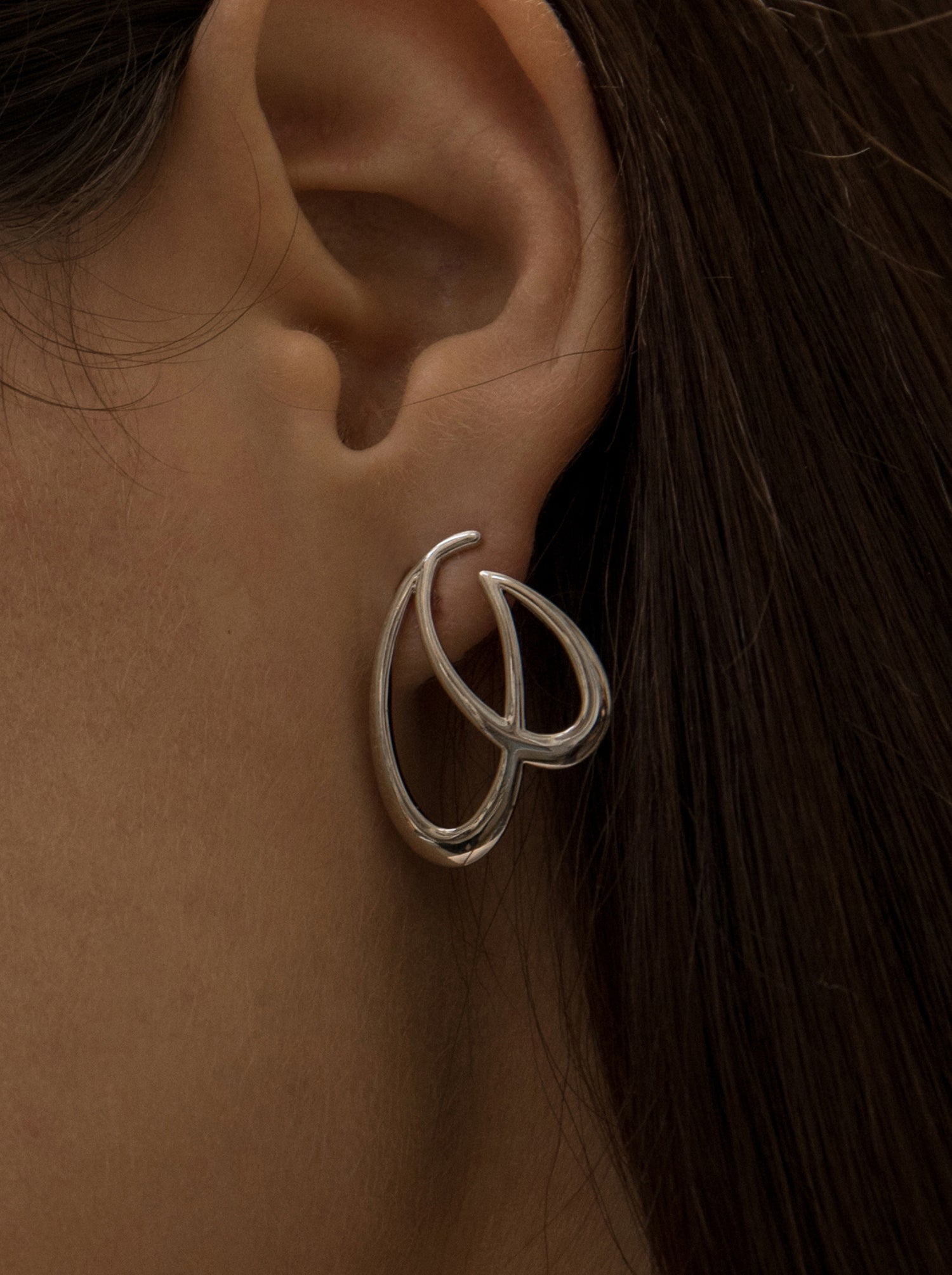 Pendientes originales de plata diseño garabato-LINEARGENT