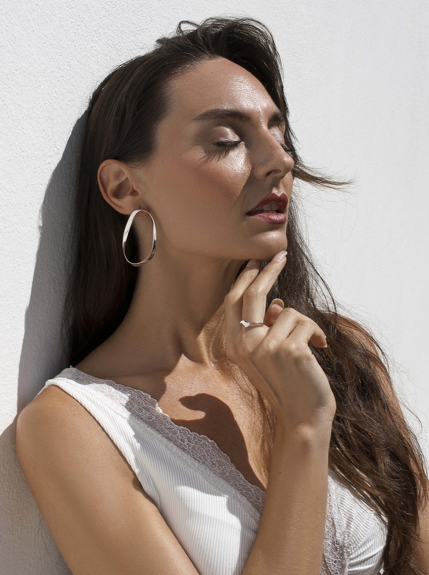 Pendientes originales de plata diseño liquido