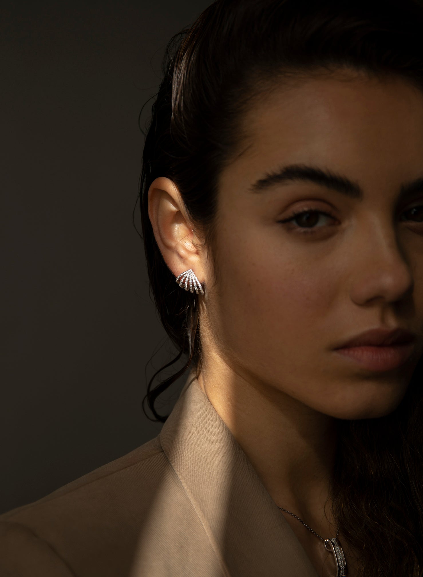 boucles d'oreilles originaux argent boucles d'oreilles design lobe avec zircons