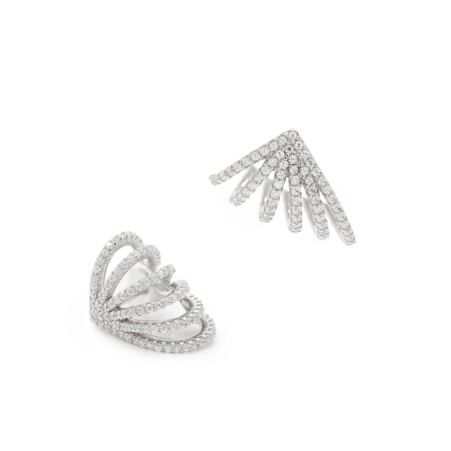 Pendientes originales de plata diseño lóbulo con circonitas