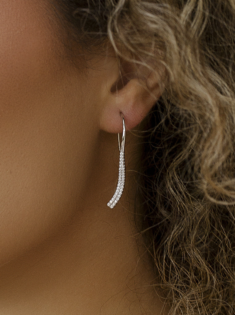 Pendientes originales de plata diseño moderno onda-LINEARGENT