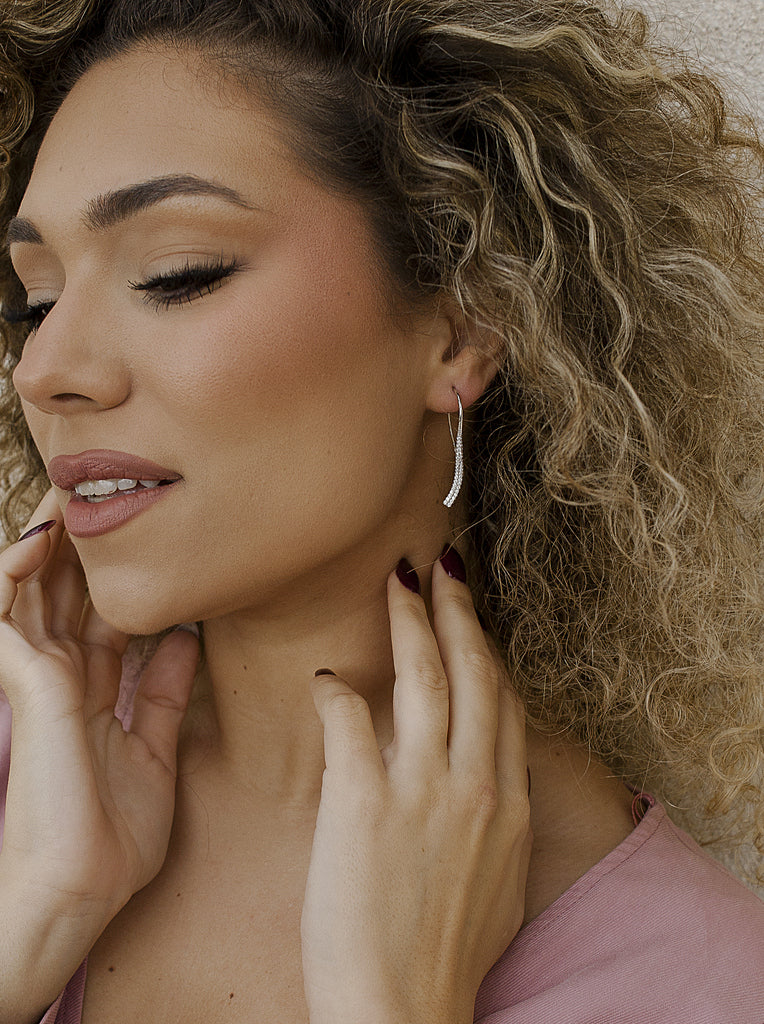 Pendientes originales de plata diseño moderno onda