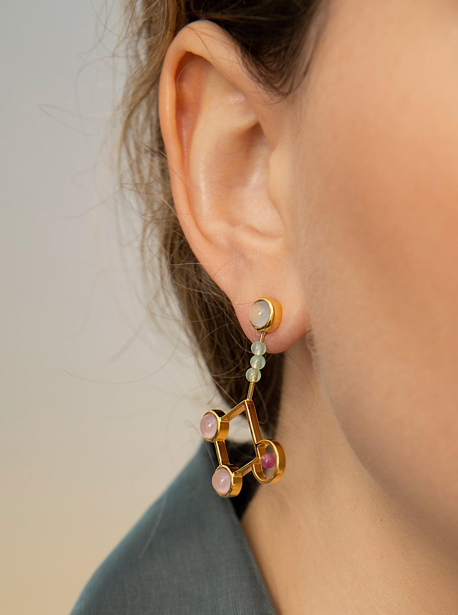 Boucles d'oreilles originaux de argent design losange avec LINEARGENT