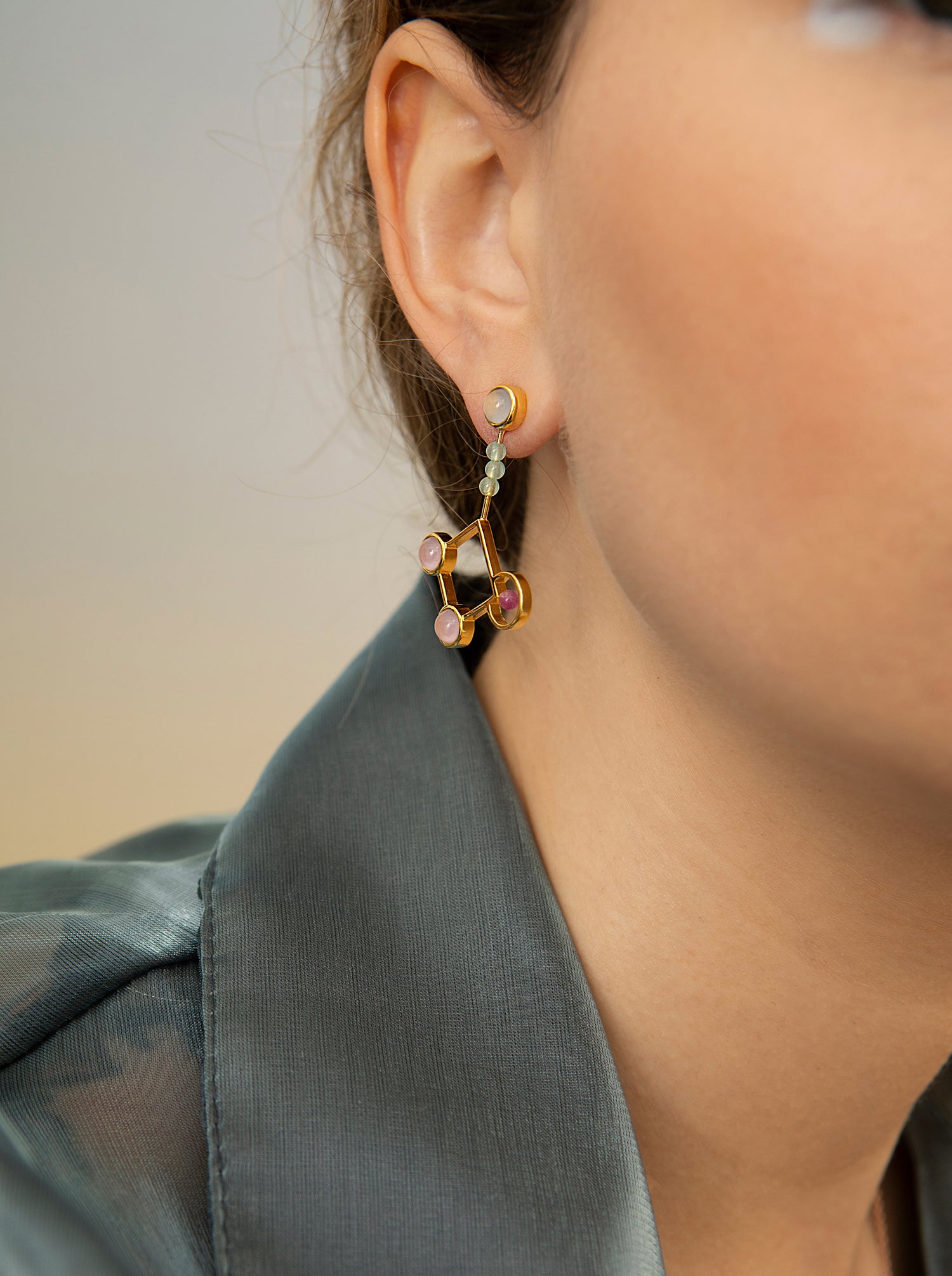 Boucles d'oreilles originaux de argent design losange avec LINEARGENT