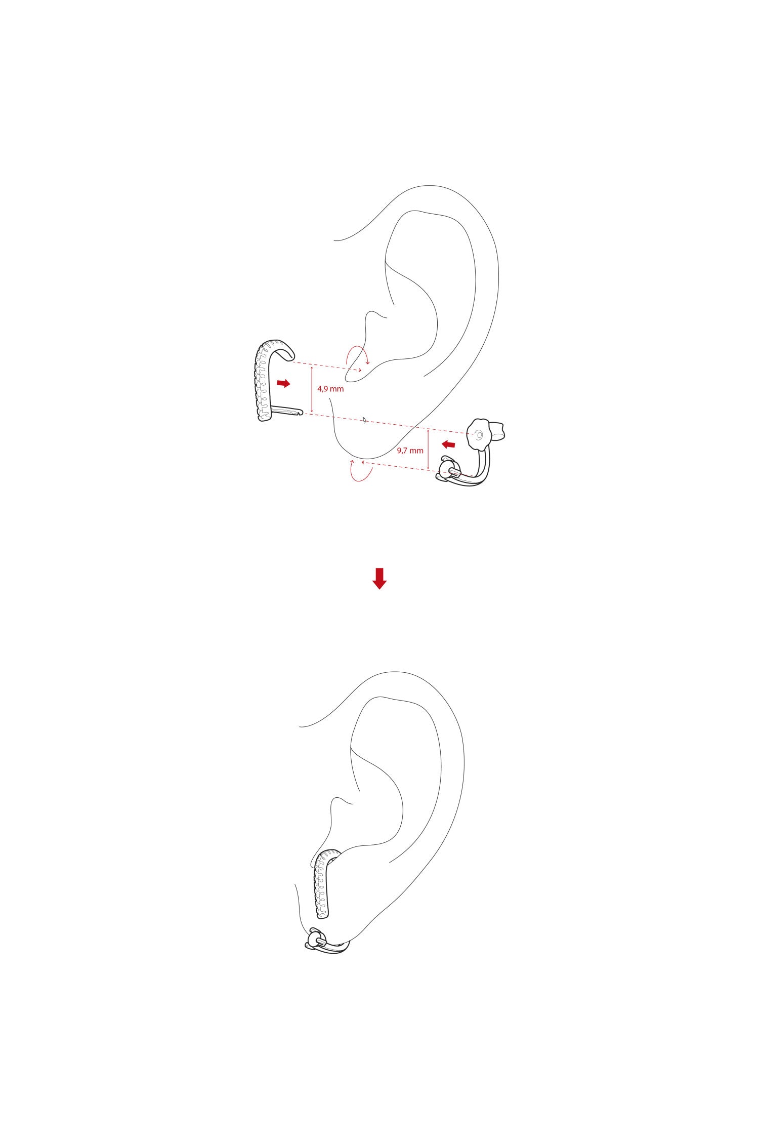 Pendientes originales de plata diseño up & down con circonitas