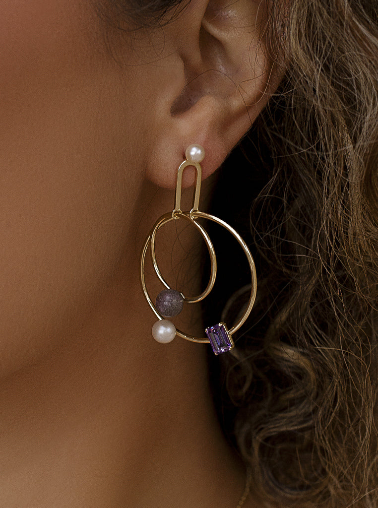 Pendientes originales diseño aros entrelazados