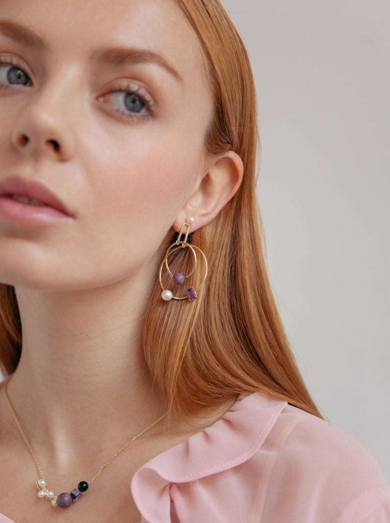 Pendientes originales diseño aros entrelazados