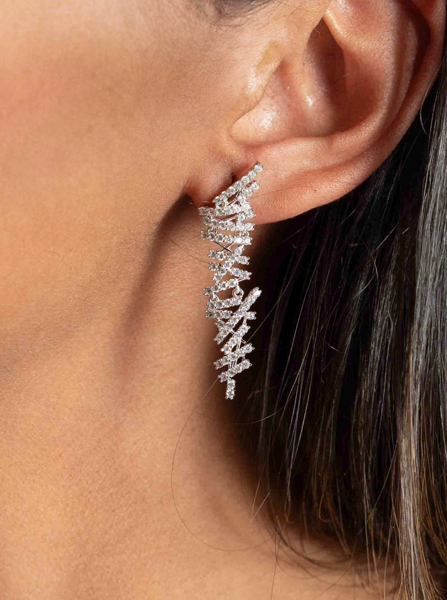 Pendientes originales diseño chaos con circonitas-LINEARGENT