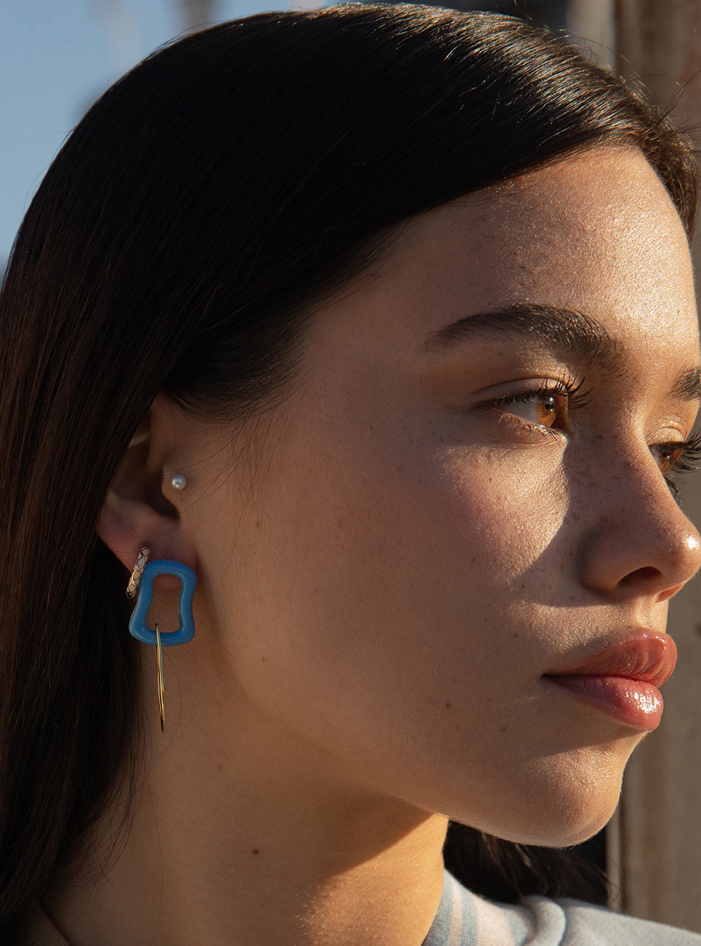 earrings original design from double motive with varnish