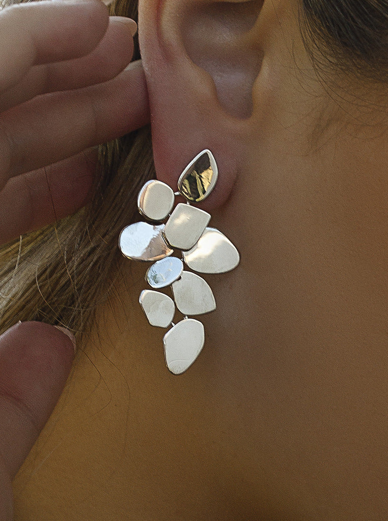 Pendientes originales diseño floral de plata-LINEARGENT