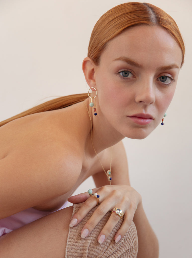 Boucles d'oreilles originaux design géométrique avec pierres