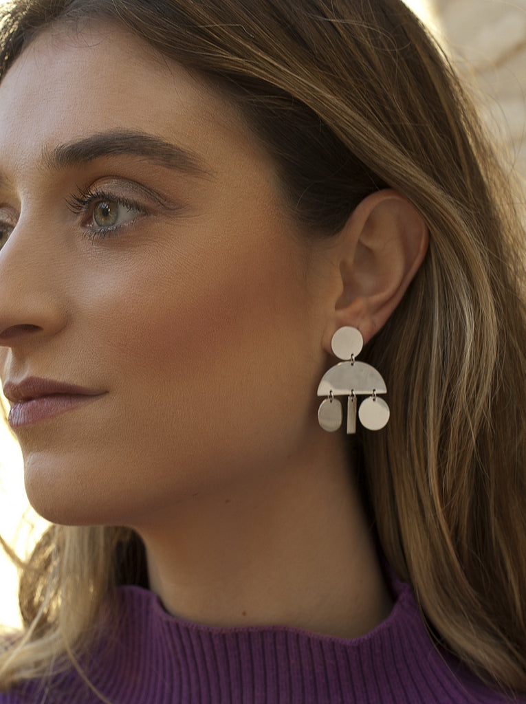 Pendientes originales diseño geométrico dinámico y moderno-LINEARGENT